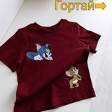 Футболка дитяча двостороння "Tom and Jerry" бордо  QW-220 фото