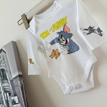 Боді з довгим рукавом білий "Tom & Jerry" QW-078 фото