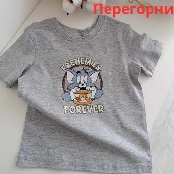 Футболка дитяча двостороння Том і джеррі "Frenemies forever" grey  QW-224 фото