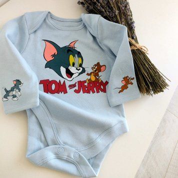 Боди с длинным рукавом голубой "Tom and Jerry" QW-091 фото