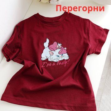 Футболка для девочки двухсторонняя Мари Дисней бордо QW-294 фото