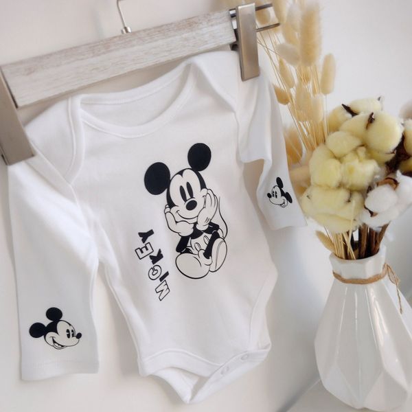 Боді з довгим рукавом ЧБ Mickey  QW-076 фото