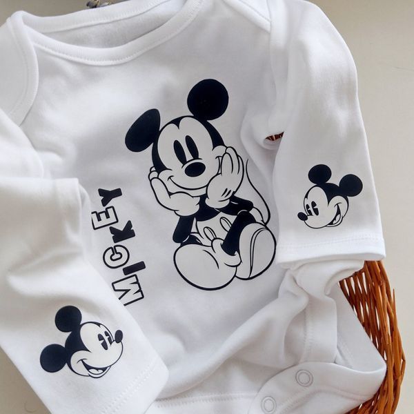Боді з довгим рукавом ЧБ Mickey  QW-076 фото